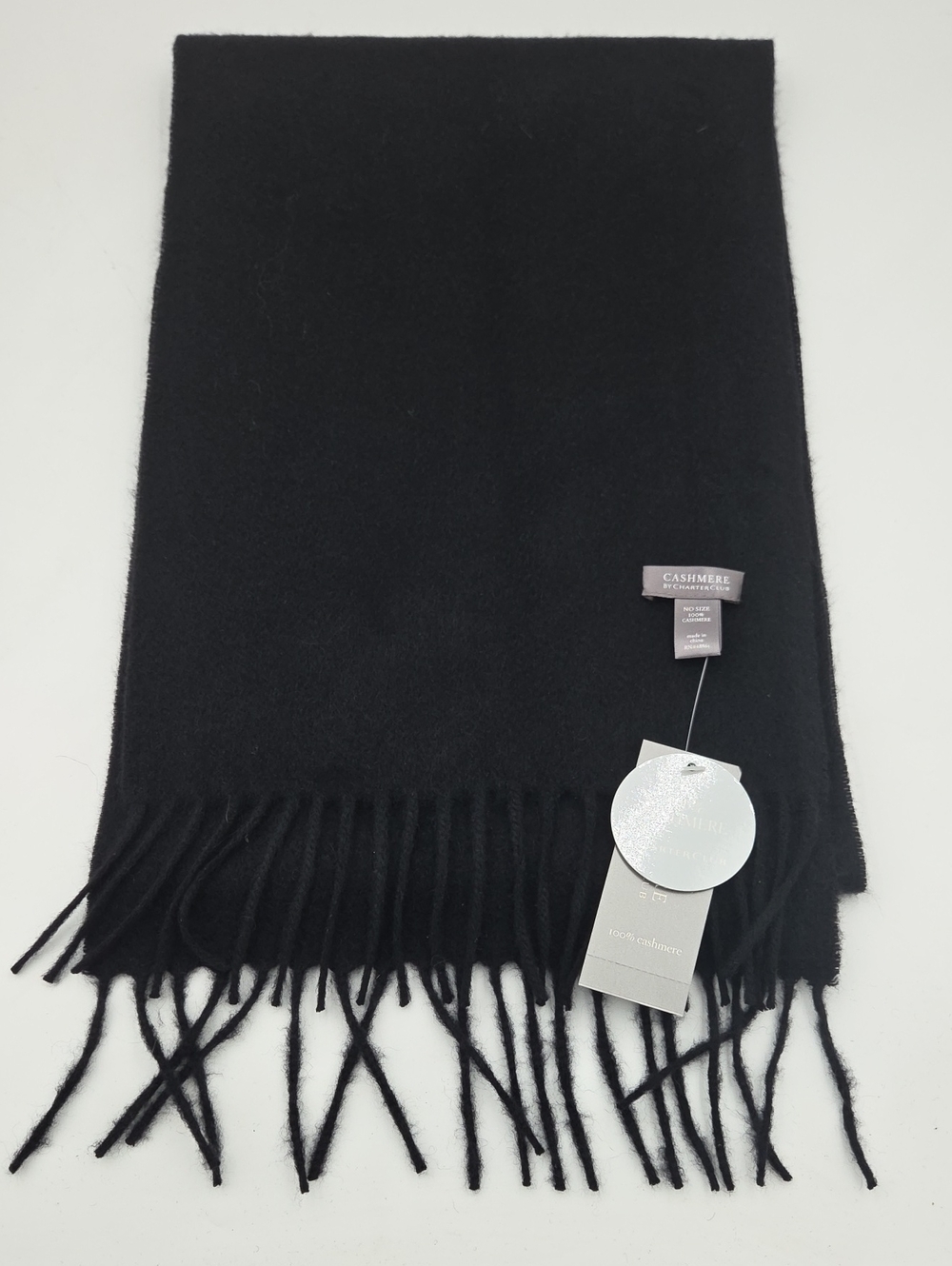 Black Cashmere Fringe Scarf
